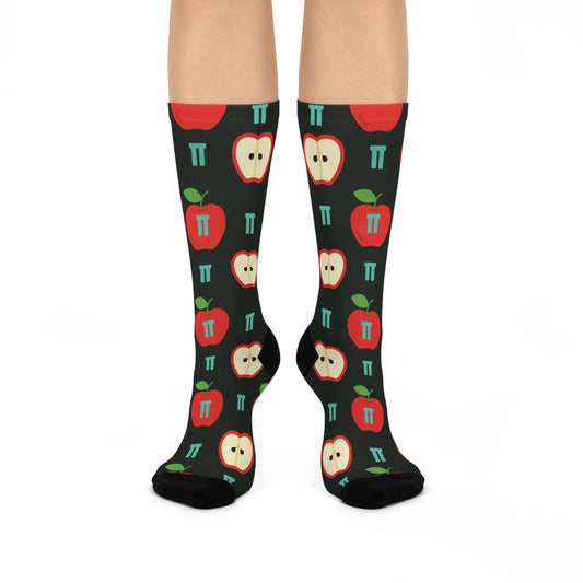Playful Apple Crew Socks - Fun Gift for Teachers, Foodies, Pi Day Celebration, Cozy Everyday Wear, Brighten Your Wardrobe