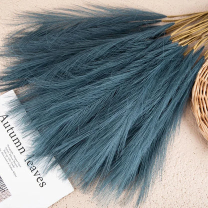 55CM 5PCS Fluffy Pampas Grass Boho Decor Flower Fake Plant Reed Simulated Wedding Party Christmas Home Decor Artificial Flower