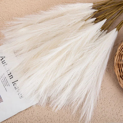 55CM 5PCS Fluffy Pampas Grass Boho Decor Flower Fake Plant Reed Simulated Wedding Party Christmas Home Decor Artificial Flower