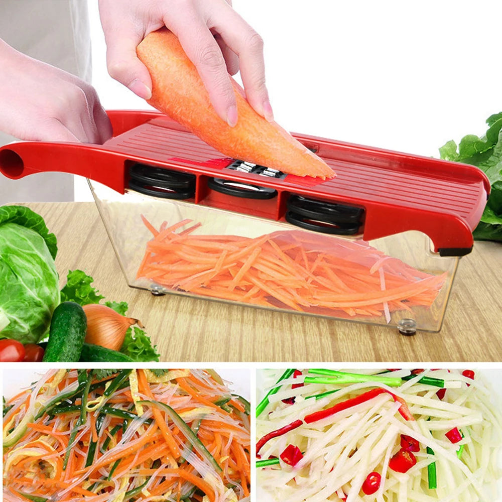 HILIFE Multi-function Fruit Cutter Grater 6 Blades Slicer Cooking Tool Sets Vegetable Mandoline Slicer Kitchen Gadget