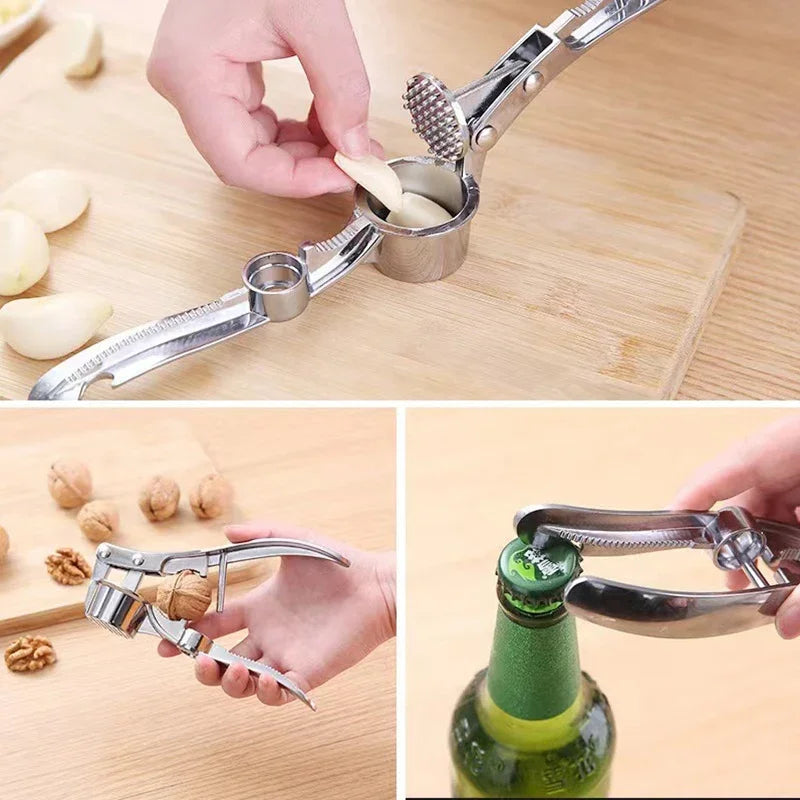 Garlic Press Crusher Walnut Mincer Multifunction Stainless Steel Manual Press Grinding Tools Kitchen Descaler Tool Accessories