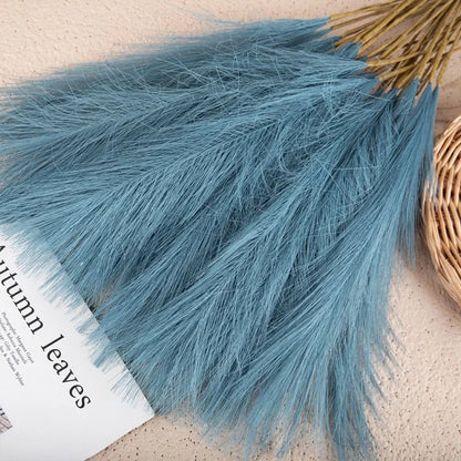 55CM 5PCS Fluffy Pampas Grass Boho Decor Flower Fake Plant Reed Simulated Wedding Party Christmas Home Decor Artificial Flower