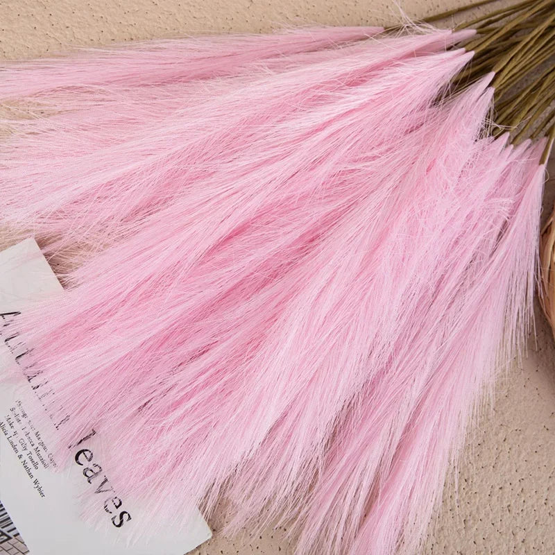 55CM 5PCS Fluffy Pampas Grass Boho Decor Flower Fake Plant Reed Simulated Wedding Party Christmas Home Decor Artificial Flower