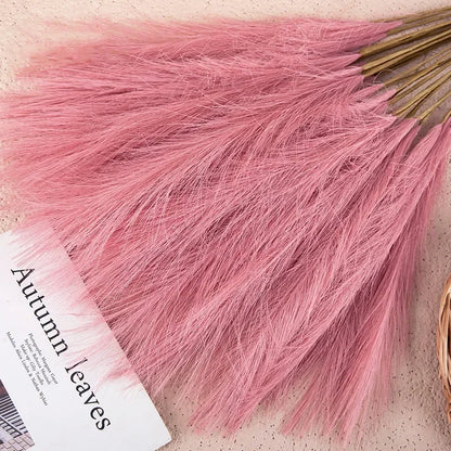 55CM 5PCS Fluffy Pampas Grass Boho Decor Flower Fake Plant Reed Simulated Wedding Party Christmas Home Decor Artificial Flower