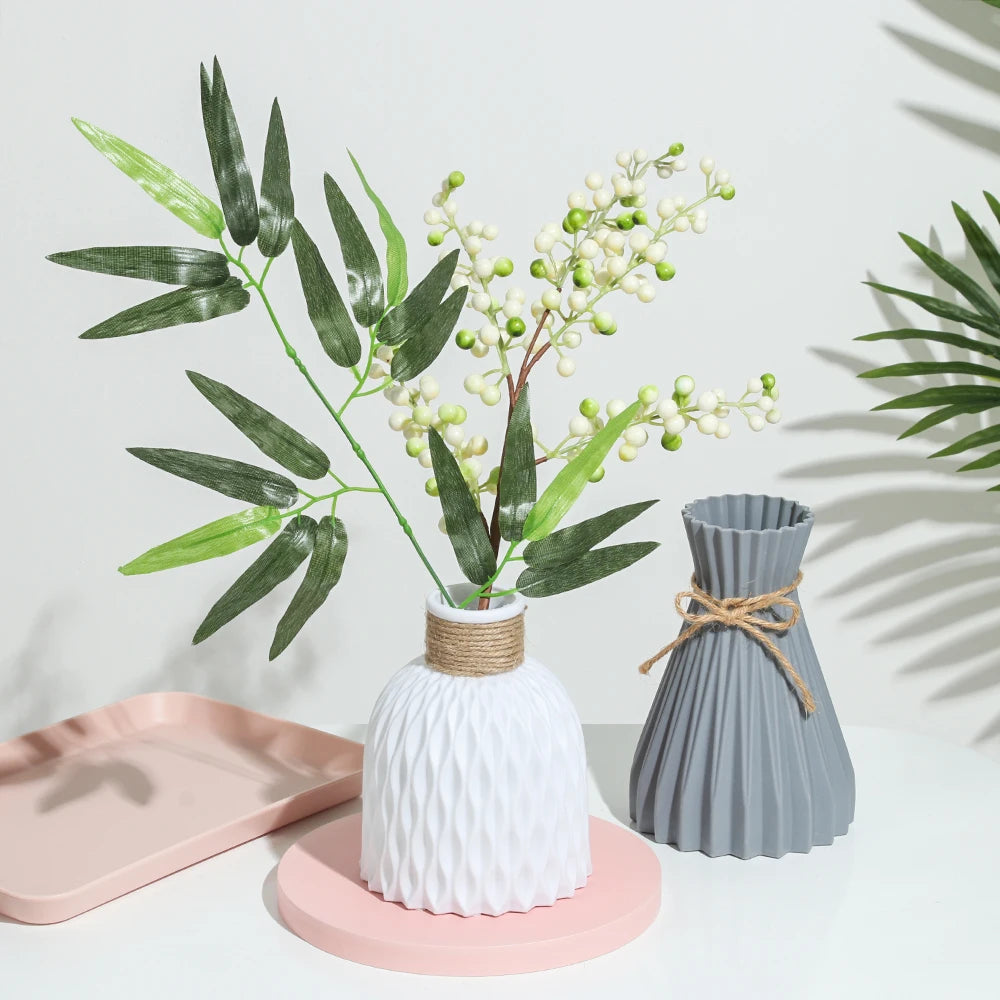 Plastic Vases Home Decor Anti-ceramic Vases Imitation Rattan Flower Vase European Wedding Modern Decorations Unbreakable Basket