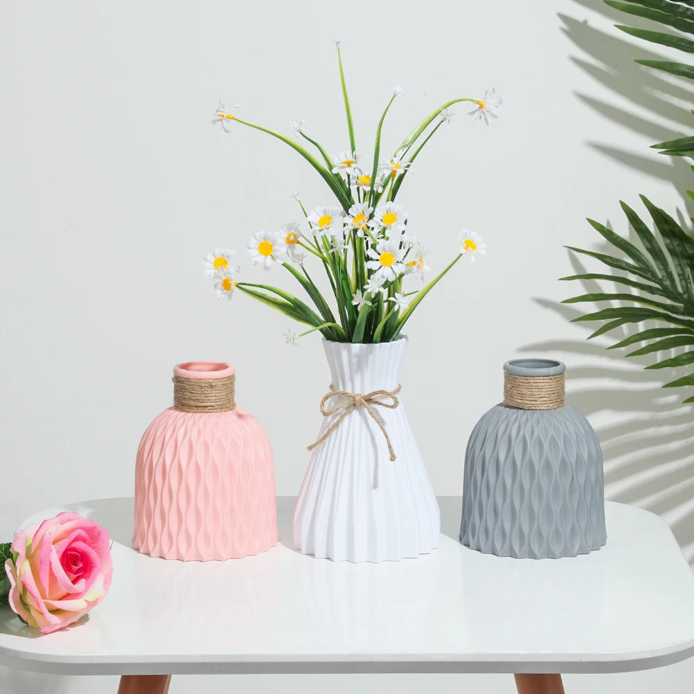Plastic Vases Home Decor Anti-ceramic Vases Imitation Rattan Flower Vase European Wedding Modern Decorations Unbreakable Basket