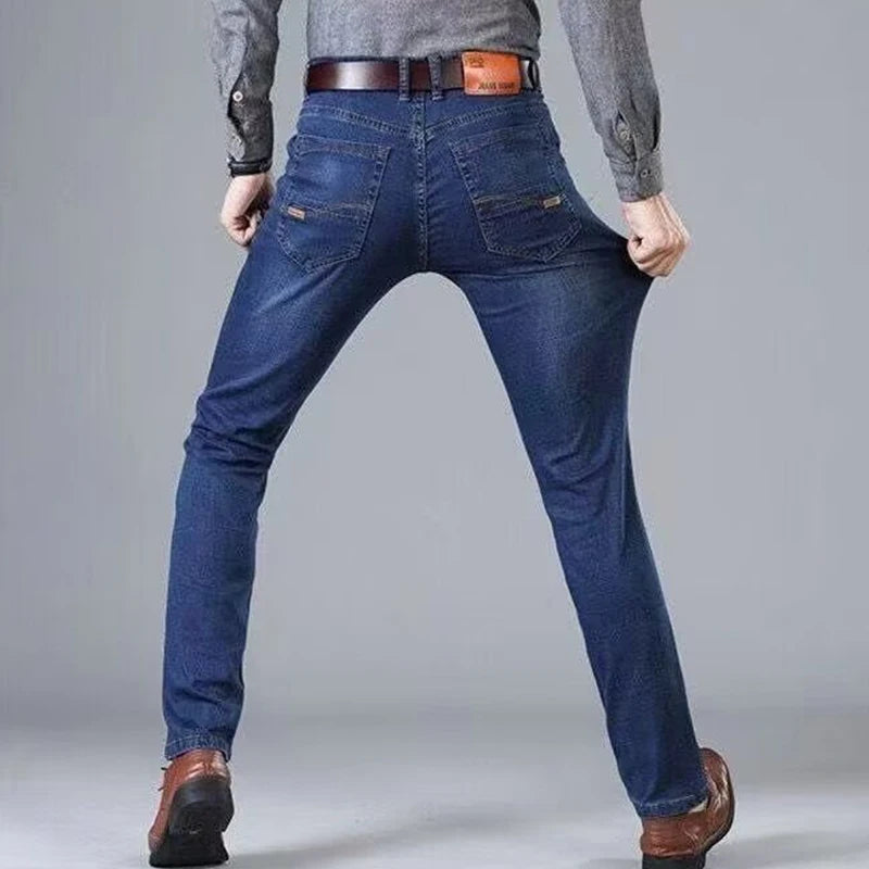 2024 new spring and fall fashion trend Handsome buttons high quality casual men's jeans pants straight pants loose pants