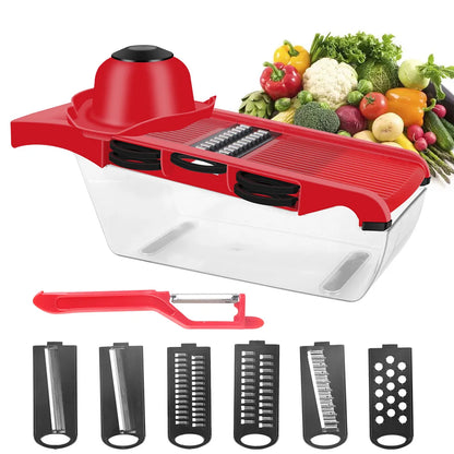 HILIFE Multi-function Fruit Cutter Grater 6 Blades Slicer Cooking Tool Sets Vegetable Mandoline Slicer Kitchen Gadget
