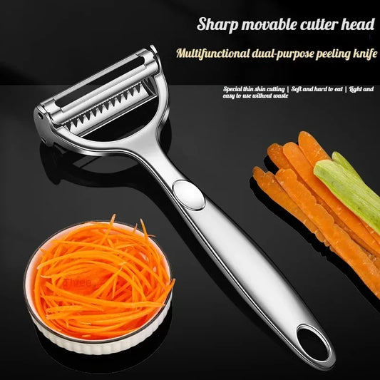 Kitchen Vegetable Peeler Stainless Steel Melon Planer Double-Head Peeler Household Multiple-Function Fruit And Vegetable Peeler