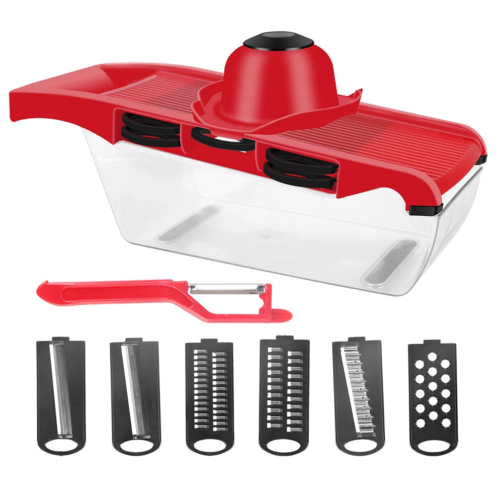 HILIFE Multi-function Fruit Cutter Grater 6 Blades Slicer Cooking Tool Sets Vegetable Mandoline Slicer Kitchen Gadget