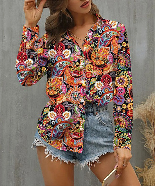 Elegant Loose Blouse Woman Holiday Casual Woman Shirt Long sleeve Woman Blouse Temperament Weekend Fashion Top