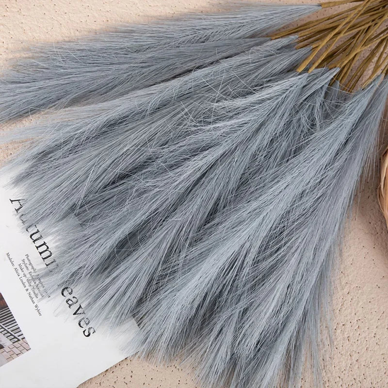 55CM 5PCS Fluffy Pampas Grass Boho Decor Flower Fake Plant Reed Simulated Wedding Party Christmas Home Decor Artificial Flower