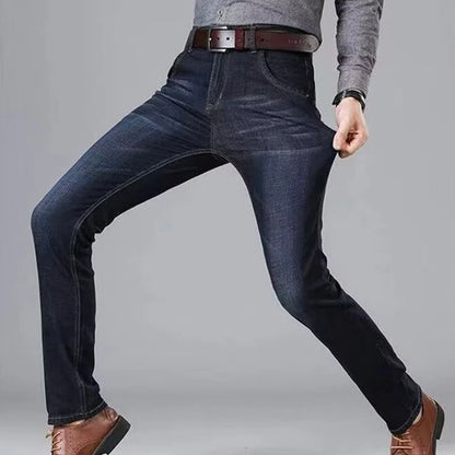 2024 new spring and autumn men straight leg simple casual commuting jeans trend fashion everything zipper design pants