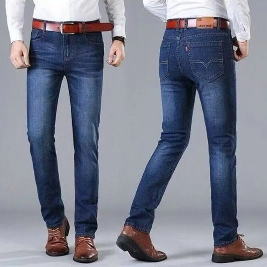 2024 new spring and autumn men straight leg simple casual commuting jeans trend fashion everything zipper design pants