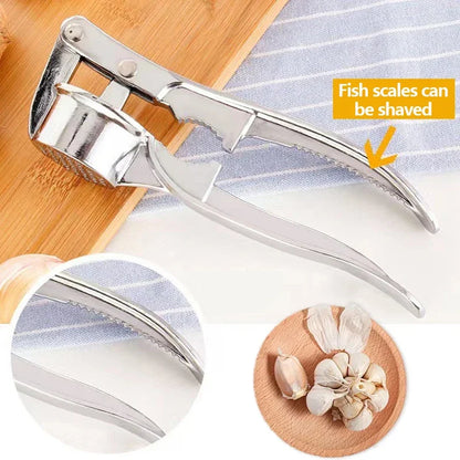 Garlic Press Crusher Walnut Mincer Multifunction Stainless Steel Manual Press Grinding Tools Kitchen Descaler Tool Accessories